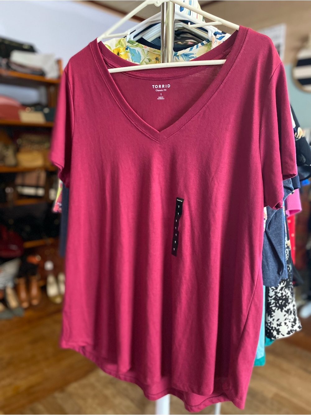 torrid Berry V-Neck Short Sleeve Tee